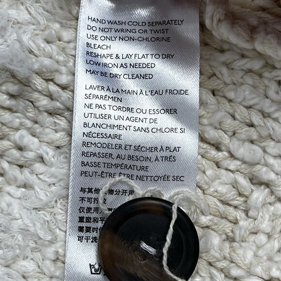 Anthropologie Marilyn Ivory Fringed Boho Cowl Oversized Knit Poncho Sweater XS S - Picture 10 of 10